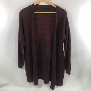 RDI Burgundy Open Front Knit Sweater Cardigan